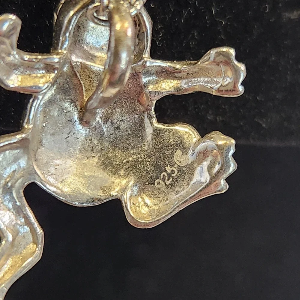 Frog Pendant‎ Necklace 925 Sterling Silver Blue Opal Inlay 316L S.Steel Chain